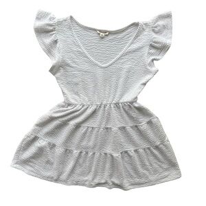 Rolla Coster Womens Med White Waffle Knit Peplum Ruffle Sleeve Blouse Tunic Boho